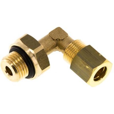 8mm & G1/4'' Messing L-Vorm Knelfitting Buitendraad 135bar NBR Verstelbaar DIN EN 1254-2