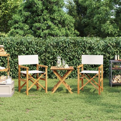 vidaXL - Regisseursstoelen - inklapbaar - 2 - st - massief - teakhout - crèmekleurig