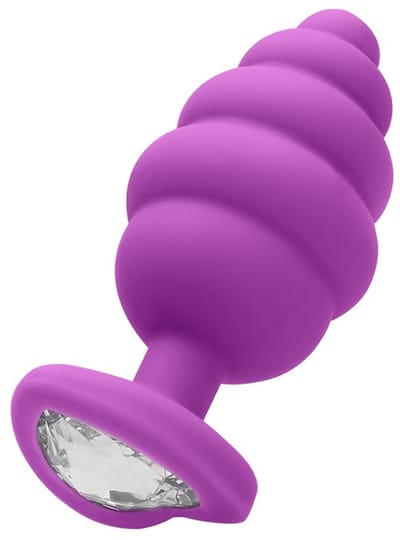 Regular Ribbed Diamond Heart Plug - Purple
