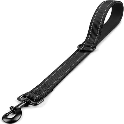 Explosiebestendige Korte Hondenriem 30cm Wandeltouw Grote Hond Bijtbestendig Buiten Hondentouw Hondentoebehoren (Black,45CM 2.5CM) zwart