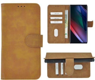 Geschikt voor Oppo Find X3 Neo Hoesje - Bookcase Wallet Bruin Cover