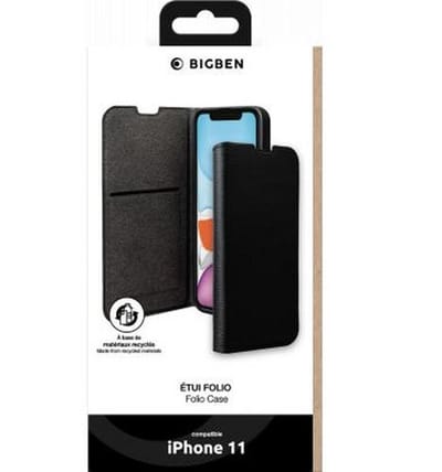 Bigben Connected, Hoesje geschikt voor Apple iPhone 11 - Folio Wallet met Kaarthouder & Videostandaard, Zwart
