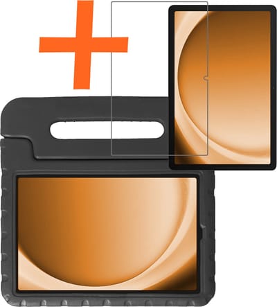 Hoesje - Geschikt voor Samsung Galaxy Tab A9 - Met Screenprotector - Kinderhoes Shockproof Bumper - Kidsproof Case - Tablet Hoes - Kinder Hoes Cover - Zwart