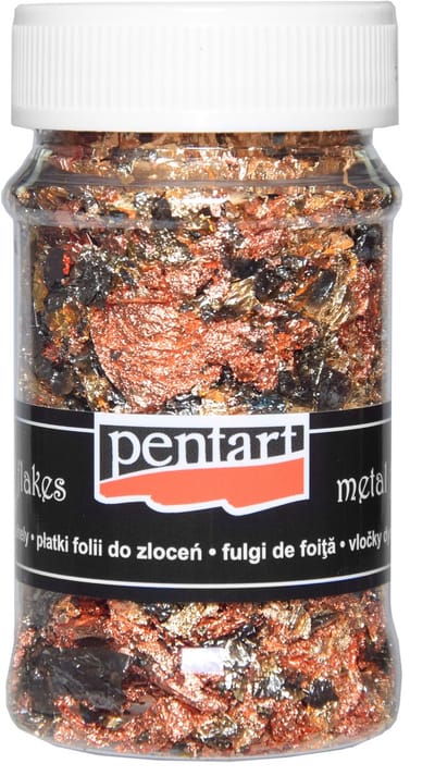 Pentart metalen vlokken decoratie goud koper groen 100ml creatief.