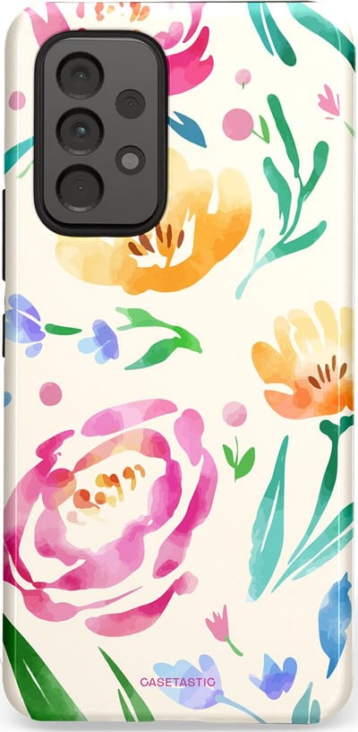 Casetastic hoesje geschikt voor Samsung Galaxy A53 (2022) 5G - Dubbellaagse bescherming - Aquarel serenade - Fashion Case - Wit Mintgroen Crème Lichtroze