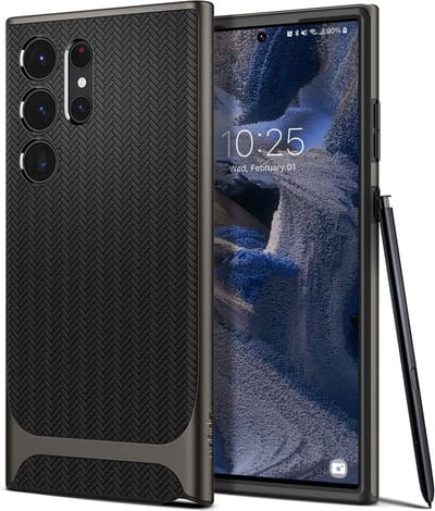 Geschikt voor Spigen Samsung Galaxy S23 Ultra 5G Neo Hybrid hoesje - Grijs