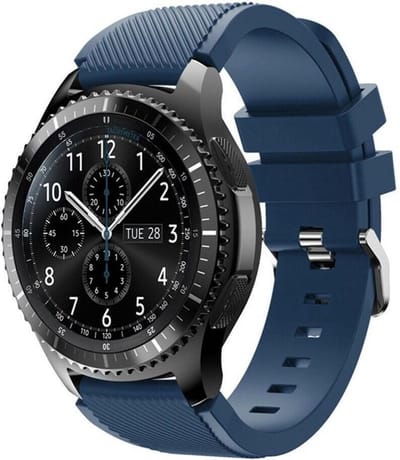 By Qubix - Compatible Samsung bandje - Siliconen sportbandje - Donkerblauw - Geschikt voor Samsung Galaxy Watch 3 (45mm) - Galaxy Watch 46mm - Samsung Gear S3 Classic & Frontier