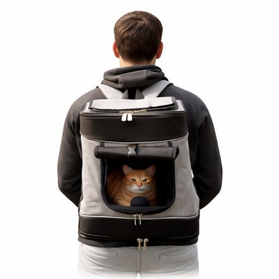 belviona Kattenrugzak, transport rugzak kat & kleine hond tot 10 kg, grijs/zwart