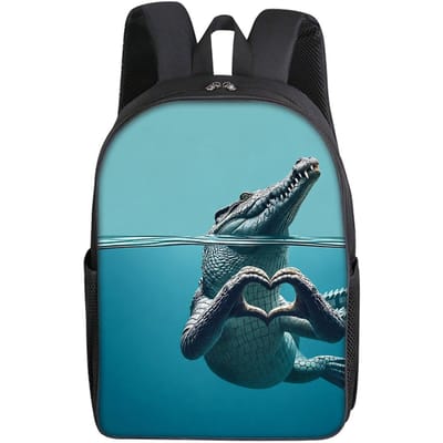 Lief Krokodillenprint Enkellaags Rugzak Eenvoudige Stijl voor Jongens/Meisjes Kinderen Beste Cadeaus 2D Platte Cartoon Schooltassen