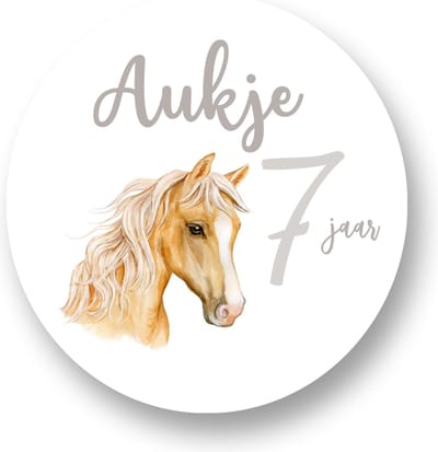 Traktatie Stickers Met Naam en Leeftijd - Paard - Gepersonaliseerd - Sluitstickers - Kinderfeest Traktatie - Uitdelen - Uitdeeltraktatie - Traktatiestickers Pimp Studio