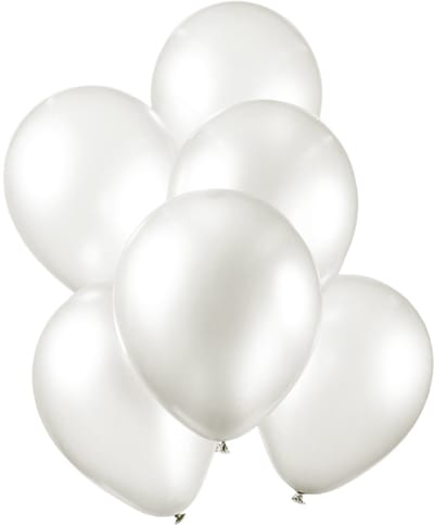 Ballonnen - Fiësta - Wit - Metallic - 30cm - 100st.