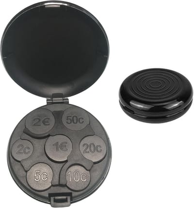 Aluminium Muntbox met 7 Compartimenten - Mini Coin Dispenser voor Euro Muntjes
