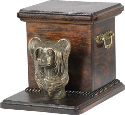 Elegante urn voor Chinese Crested Dog met hondenbuste