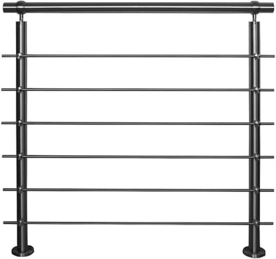 Roestvrijstalen Balustrade - Balkonhek Terrashek - Veiligheid Buiten - Zes Horizontale Stangen - 12 Meter Lengte - Zilverkleurig