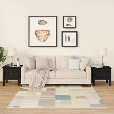 vidaXL - Bijzettafels - 2 - st - 40x40x39 - cm - massief - grenenhout - zwart