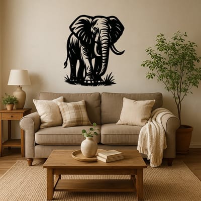 BR2Laser Olifant – Wanddecoratie – Lasergesneden Hout – Dierenkunst – 75 cm hoog