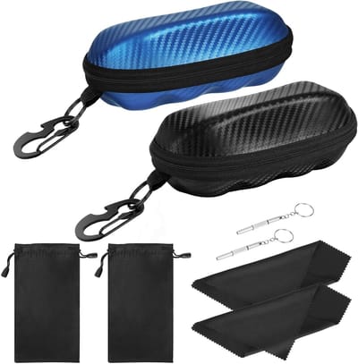 Semi Hard Shell Zonnebril Etui, Unisex Beschermende Brilhouder met Metalen Hanghaak voor Zonnebrillen en Eyeglasses
