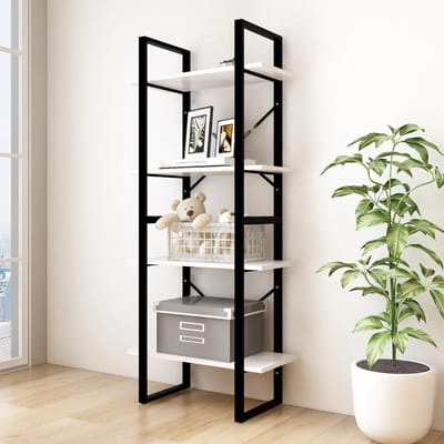 vidaXL - Boekenkast - met - 4 - schappen - 60x30x140 - cm - massief - grenenhout - wit