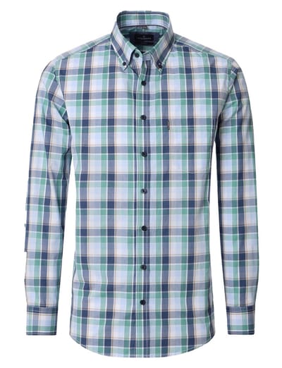 blauwe overhemd 100% katoen Casa Moda button-down collar