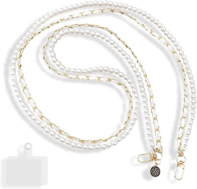 Dubbele Kralen Telefoonketting voor Hangend Gebruik als Decoratief Accessoire, Lange Telefoonketting Geschikt voor Smartphone, Tas en Rugzak
