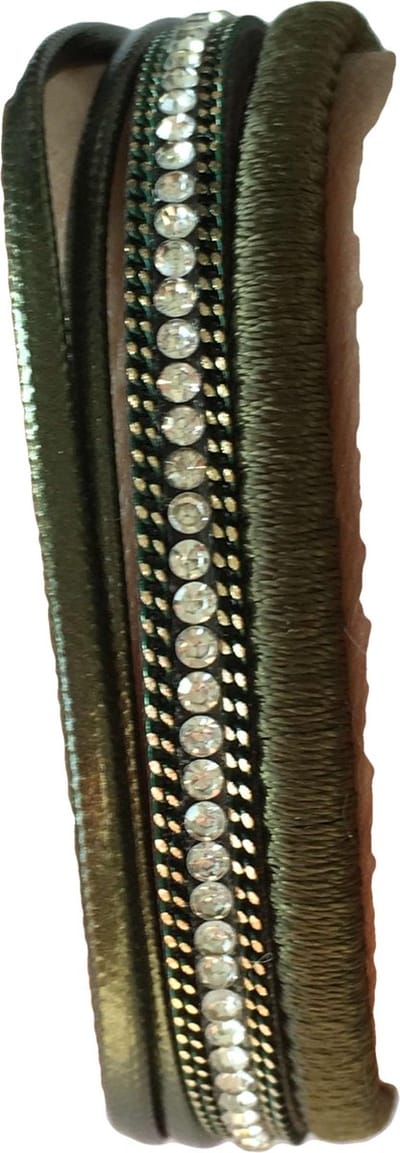 Leren armband groen met magneetsluiting