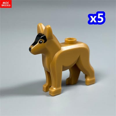 Briques MOC Chien de police Animal Berger Dalmatien Caniche Blocs de construction Jouets axés sur l'apprentissage Cadeaux pour enfants brown