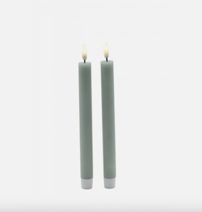 Sirius - LED-Dinerkaarsen 'Sille' (25cm hoog, Set van 2) - Groen - Sandy Green - gekleurde LED-kaars