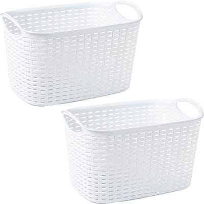 Plasticforte opbergmand/kastmandje - 2x - 6,4 liter - ivoor wit - kunststof - 19 x 29 x 18 cm