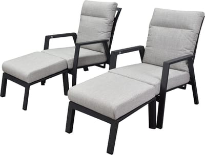Barolo lounge balkonset 4 delig verstelbaar antraciet aluminium