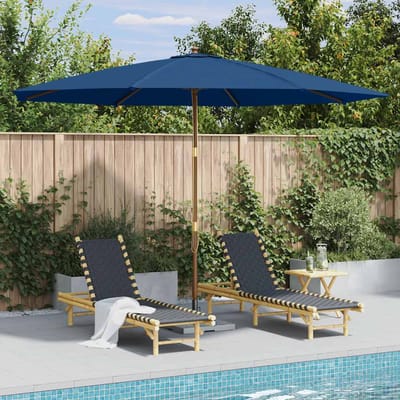 vidaXL - Parasol - met - houten - paal - 350 - cm - blauw