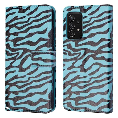 imoshion Hoesje - Geschikt voor Samsung Galaxy A52 (4G) / A52s / A52 (5G) - Design Bookcase smartphone - Black Blue Stripes