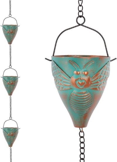 Regenketting - Regenpijp alternatief - Dakgoot drainage - 10 Bijenbekers - 254 cm - Zwart