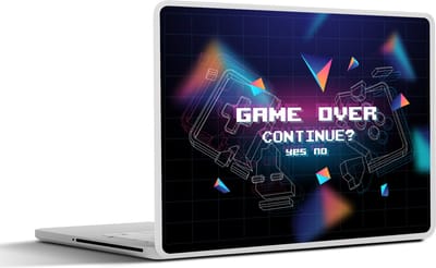 Laptop sticker - 12.3 inch - Gaming - Arcade - Game Over - Zwart - Blauw - Gamen - 30x22cm - Laptopstickers - Laptop skin - Cover