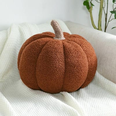Nouveau coussin citrouille Peluches citrouille douces Jolies plantes en peluche Décoration de chambre à coucher Décoration d'Halloween Poupées Coussin apaisant pour enfant 20 CM brown