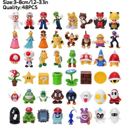 3-48 Stuks/Set Mario Bros Prinses Peach Bowser Goomba Figuren Speelgoed Schattige Anime Donkey Kong Yodhi Boo Toad Model Poppen Verjaardagscadeaus