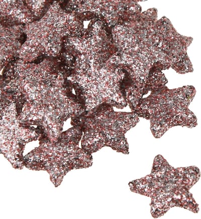 Mini strooidecoratie sterren decoratie mica roze 1,5cm 144 st