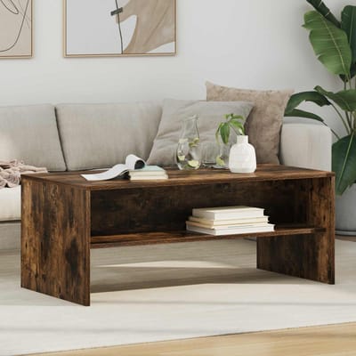 vidaXL - Salontafel - Rook - Eiken - 100 - x - 50 - x - 40 - cm - Bewerkt - hout