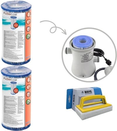 Bestway - Type III filters geschikt voor filterpomp 58389 - 2 stuks & WAYS scrubborstel