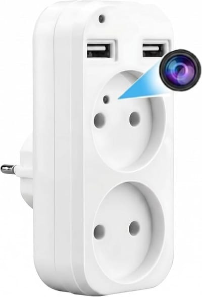 Stekkerdoos met camera - Verborgen bewaking - Thuis en kantoor - Bewegingsdetectie - 1080p HD - Wit