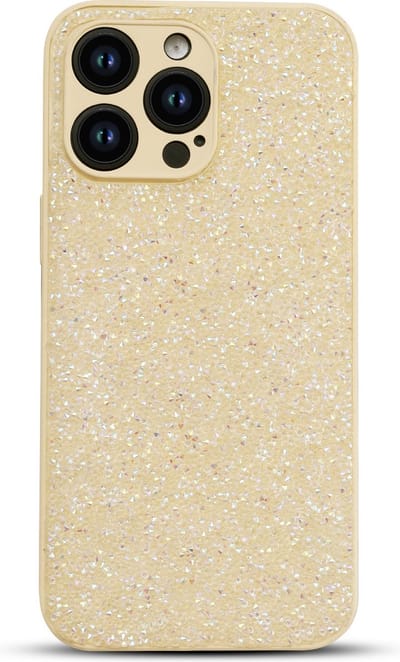 Casemania Hoesje Geschikt voor Apple iPhone 15 Pro - Goud - Diamant Glitter Back Cover