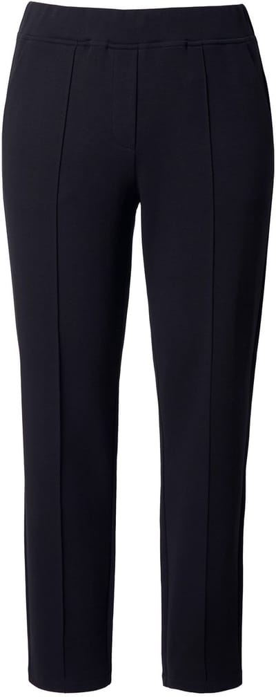 Ulla Popken - Dames - Broek Punto di Roma conische pijp biezen - Zwart - Maat 50