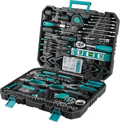 Sello! Gereedschapskist – complete set – ergonomische antisslip handgrepen – opbergkoffer – draagbaar – 198-delig - staal