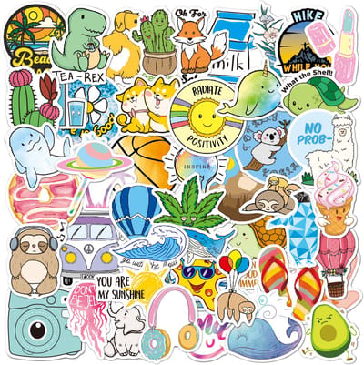 Rainbecom - Skate Stickers 50 Stuks - VSCO Esthetische Stickers - Waterdicht - Anti-Zon- Agenda - Versier je Spullen