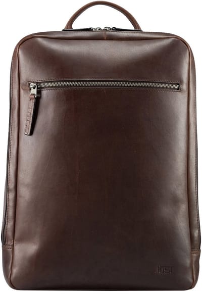 JOST Leren Laptop rugzak Rugzak met laptopvak Lund Daypack Backpack Brown Donkerbruin