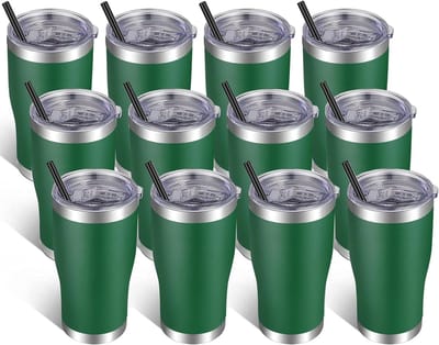 RVS Tumbler 20oz met Deksel en Rietje - Dubbelwandig Geïsoleerde Isoleerbeker voor Warm en Koud