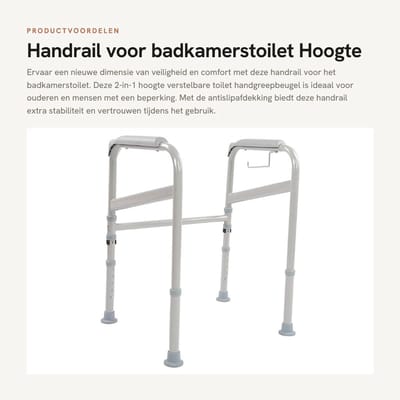 Dailygoods- Handgreepbeugel Verstelbaar - Toiletsteun - Douchestoel - Antislip - Veiligheidsframe - Hoogwaardige stabiliteit