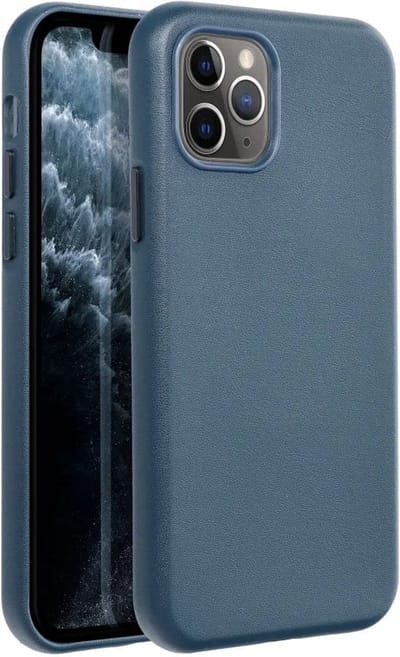 Casify Leren Hoesje geschikt voor MagSafe iPhone 11 Pro Hoesje - Donkerblauw