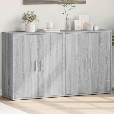 vidaXL - Dressoirs - 2 - st - 60x31x70 - cm - bewerkt - hout - grijs - sonoma - eikenkleur