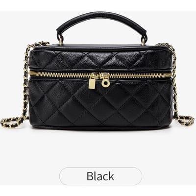 Dames crossbody tas mini gewatteerde ketting kleine tas hoge kwaliteit PU dames handtas kleine vierkante doos elegante designer schoudertas black