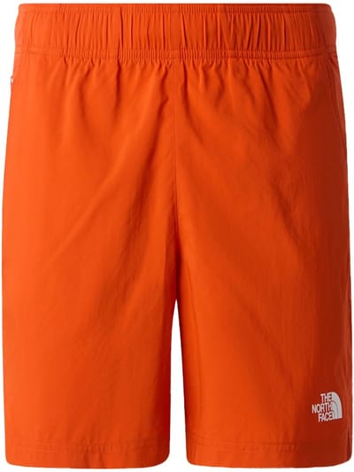 The north face 24/7 7in short in de kleur rood.